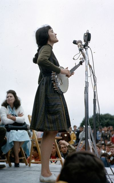 Hedy West performing at the Newport Festival, 1964.