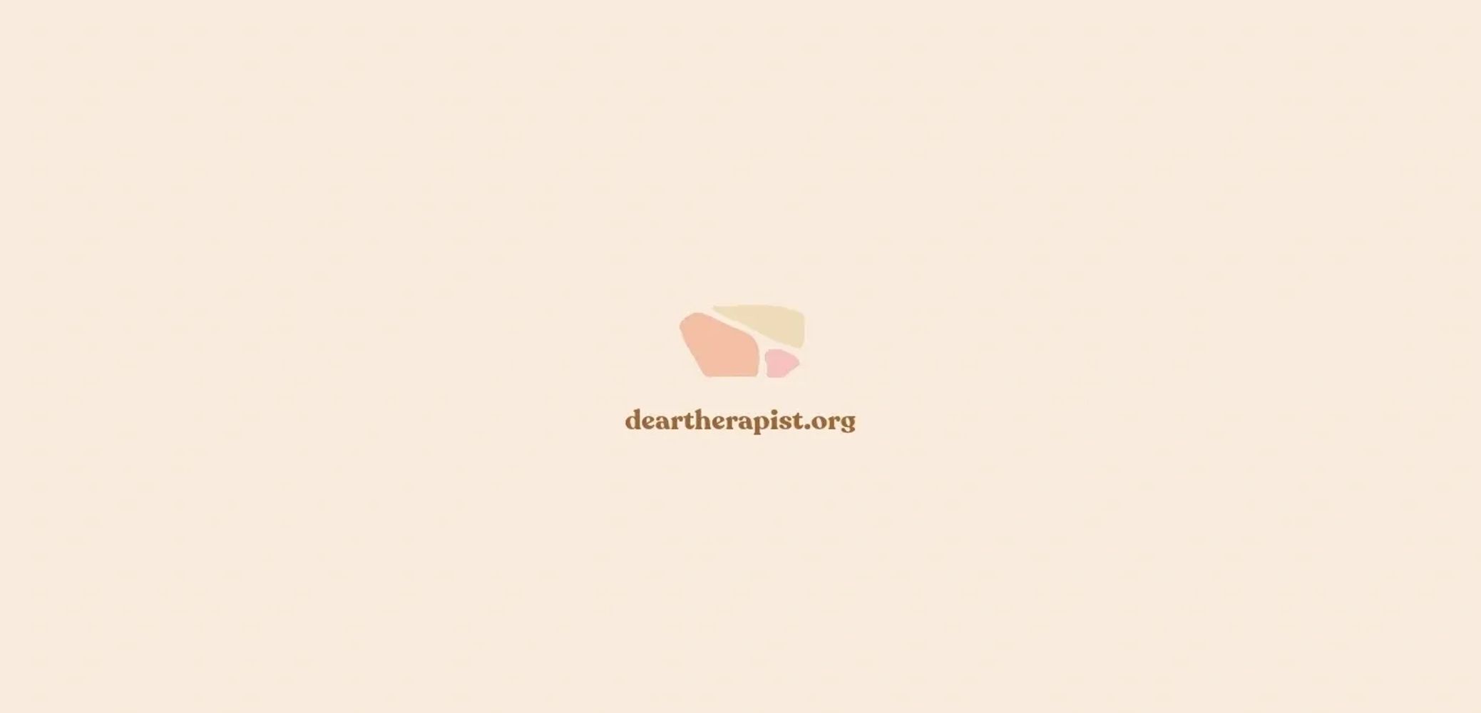 Minimalistic logo with pastel shapes and 'deartherapist.org' text.
