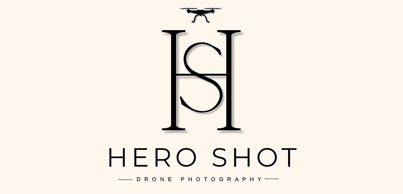 Logo for Hero Shot Drone Photography with stylized initials and a drone icon.