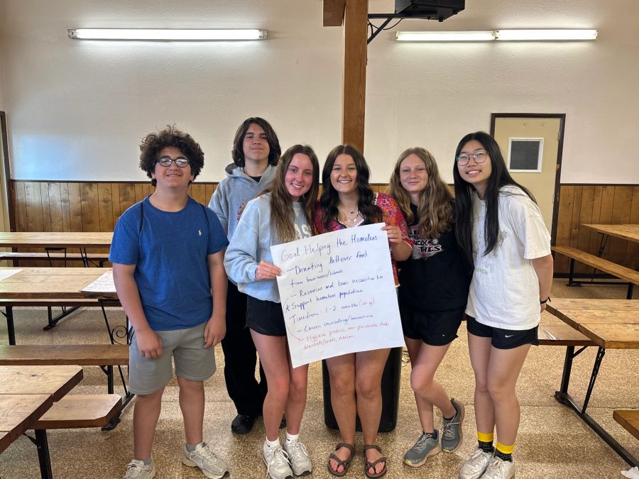 Small group of RYLA students planning a service project