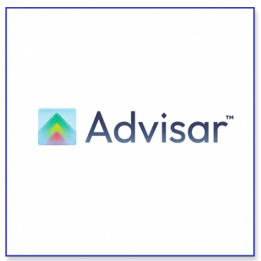 Advisar logo with colorful upward arrows.
