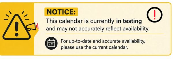 Click here to view the current up-to-date availability Calendar!