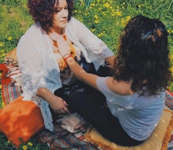 An Authentic Tantra practitioner with a student showing the practice of Union Breathing from an Authentic Tantra practice. 