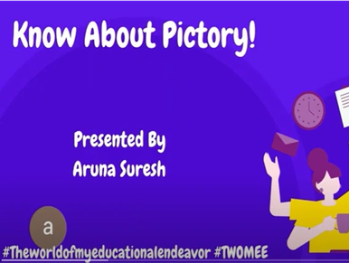 Title slide for a presentation on Pictory by Aruna Suresh.