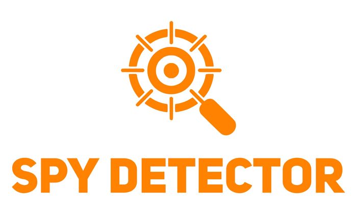 Orange spy detector logo with a target and magnifying glass.