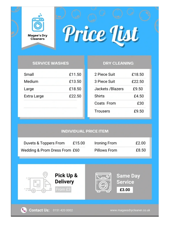 Dry Cleaning, Stain Removal, Dry Cleaning and Service Washes Magee’s