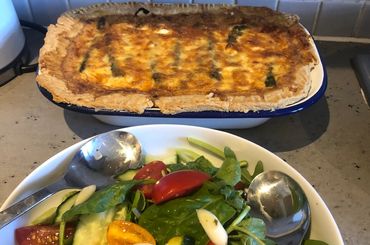 Homemade quiche and salad