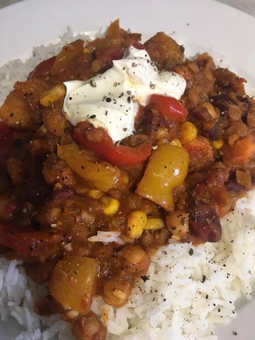 Leftovers - chilli and rice