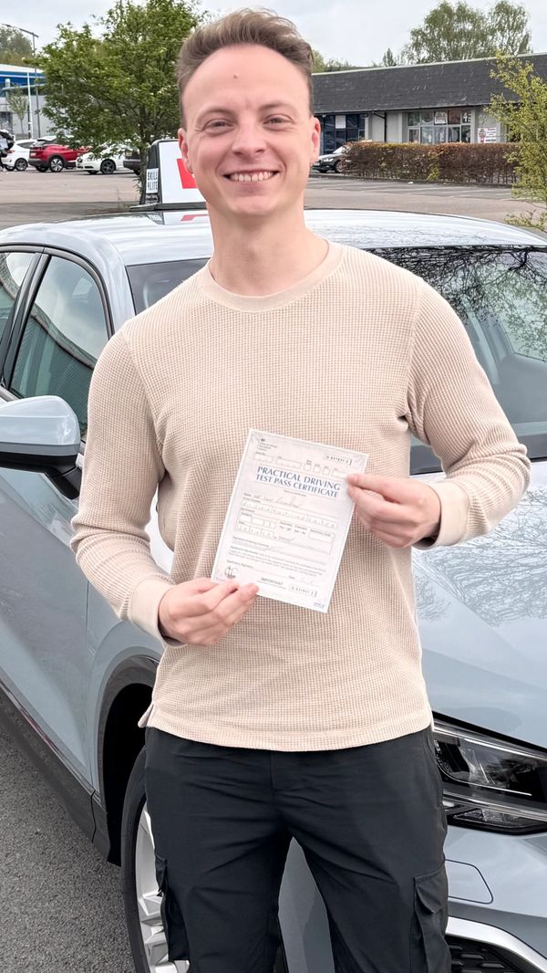 Sam passing his driving test 