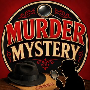 Murder mystery theme with a detective silhouette.