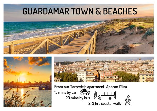 Guardamar Town & Beaches close to Sunny Casitas Torrevieja modern 2 bedroom apartment.