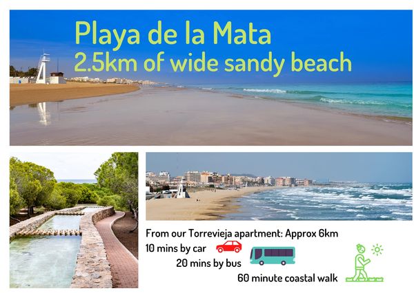 Play de la Mata, Bueatiful sandy beach close to Sunny Casitas 2 Bedroom modern apartment in Torrevie