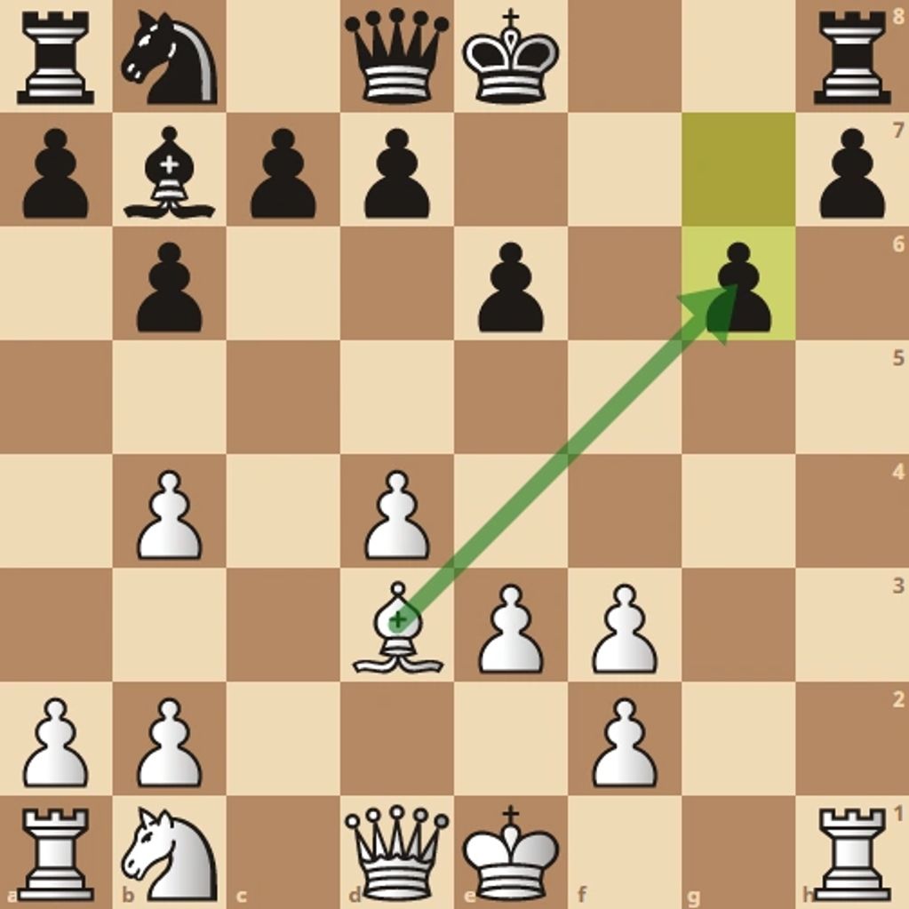 Bishop will take g6 pawn happily, because h pawn is pin.