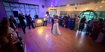 Decorated tastefully, with string lights, and decoration in colors to match your theme. 