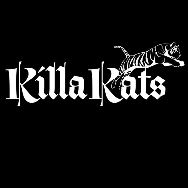 White gothic text 'Killa Kats' with a leaping tiger on a black background.