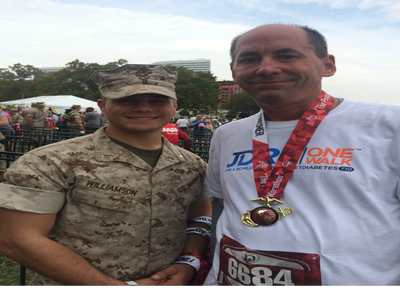 Picture of David Bleser completing the Marine Corps Marathon
