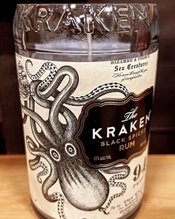 The Kraken Black Spiced Rum Candle, Scented Soy Wax, Choose the