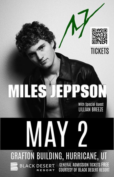 Miles Jeppson live in concert with Lillian Breeze sponsored by Black Desert Resort