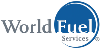 World Fuel Services logo with blue and gray text and a circular design.