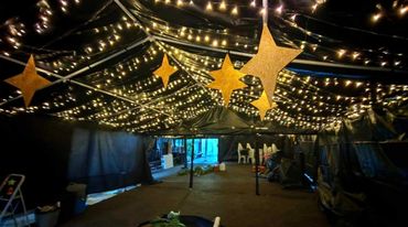 Matariki lights and decorations at Auckland Marae for Matariki celebrations 2026.