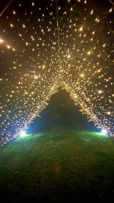 Inside our fairy lights entrance tunnel.