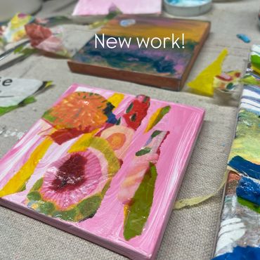 Recycled papers, mixed media 4" x 4"