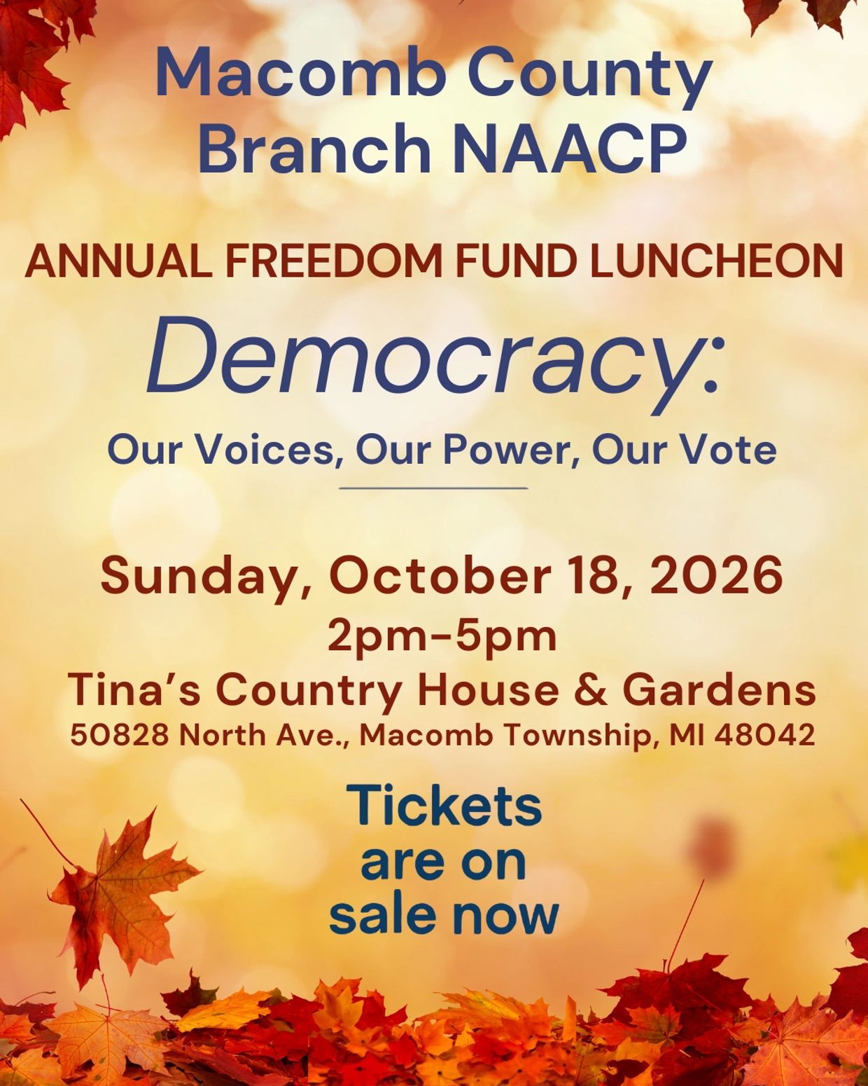 Advertisement for Macomb County Branch NAACP's Annual Freedom Fund Luncheon.