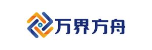Logo with blue and orange geometric design and Chinese characters.