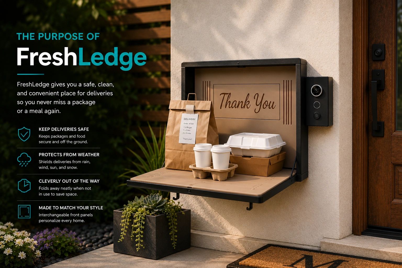 FreshLedge secure delivery box for safe, weather-protected deliveries.