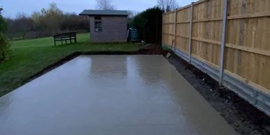 Concrete shed base in, Southam 