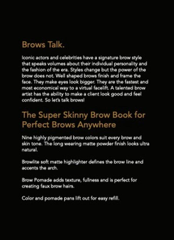 type story about brows and Brow Book product from Senna Cosmetics