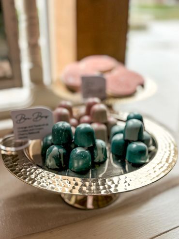 Chocolate Bon Bons in shades of eucalyptus and emerald green