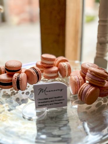Peach coloured macaron dessert display