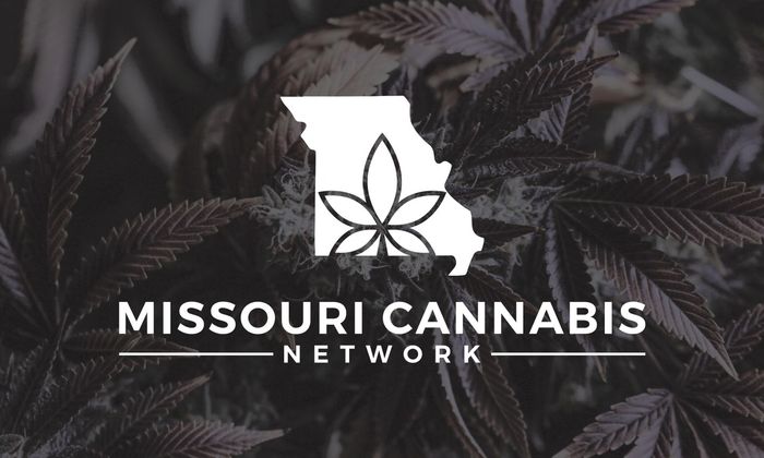 Logo of Missouri Cannabis Network with a cannabis leaf and state outline.