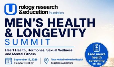 Men's Health &amp; Longevity Summit announcement with event details and free health screening.