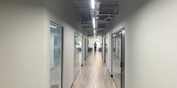 installation of new office lights, giving a modern look