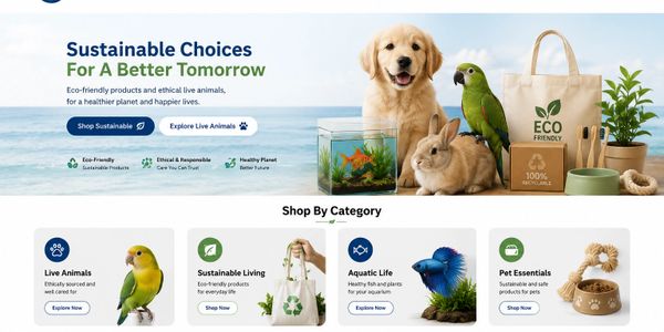 Eco-friendly pet store promoting sustainable living and ethical treatment of animals.