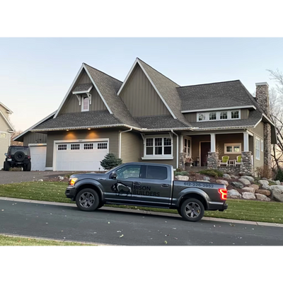 bison builders truck in front of a siding project in Woodbury Minnesota