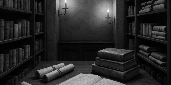 Where relics rest and doctrine awakens—each page a passage, each flame a vow.