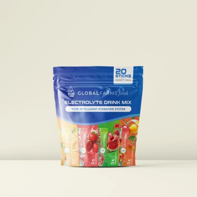 Electrolyte drink mix packet with 20 sticks.