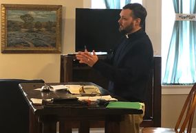 First Lutheran Church near downtown Houston is a traditional, liturgical congregation and a member of the North American Lutheran Church (NALC). Here, Pastor McClanahan teaches a Sunday School lesson. 