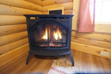 Gas fireplace.