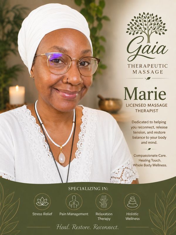 Portrait of Marie, a licensed massage therapist at Gaia Therapeutic Massage.