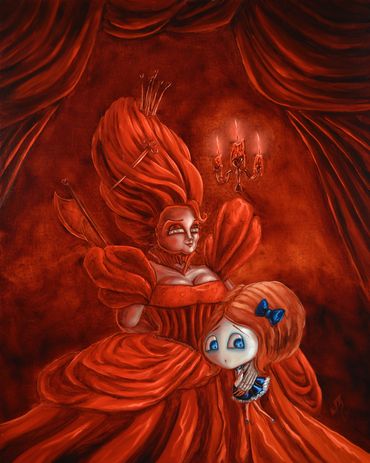 The Red Queen, original oil painting on panel. From my Alice in Wonderland series. 