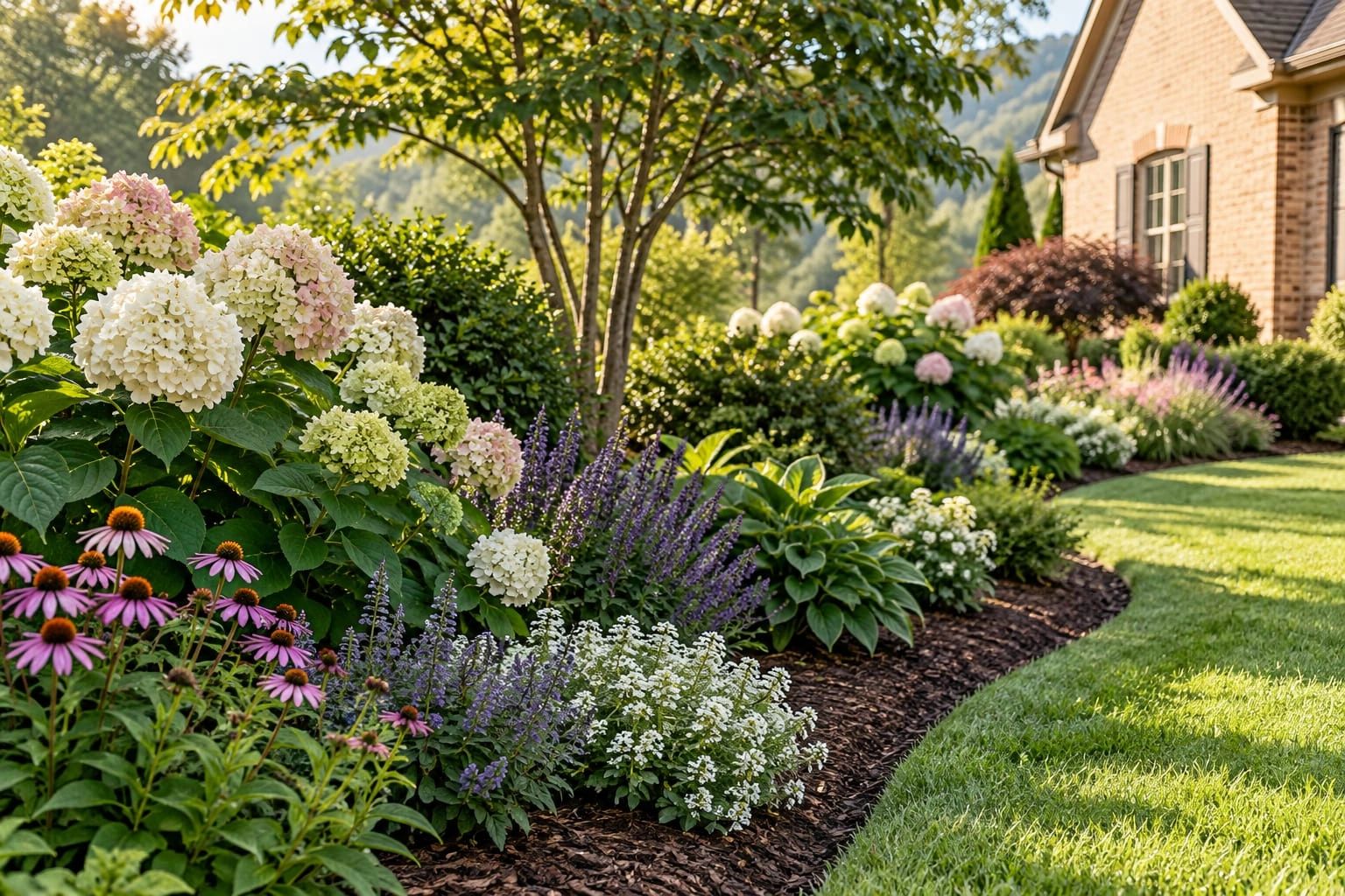 layered planted landscape beds concept