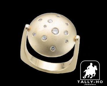 custom one of a kind diamond yellow gold ring by tally ho jewelers