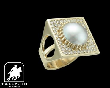 custom diamond and pearl ring