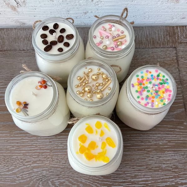 Millie May Candle Company Candle Store, Mason Jar Candle Wooden Bowl