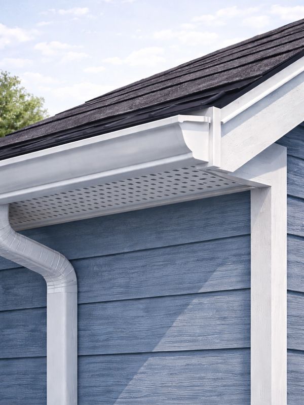 White Eaves with Gutters installed