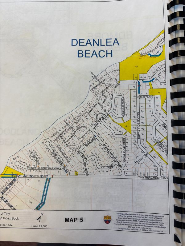 Map of Deanlea Beach showing streets and property plots.